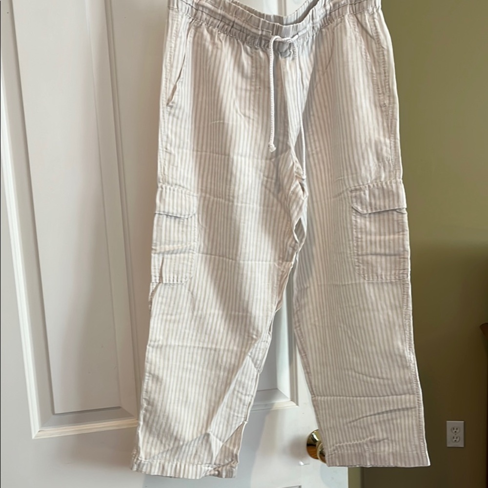 Nautica Striped Capris with Relaxed Fit and Drawstring Waist